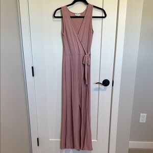 See You Monday Pink Sleeveless Wrap Maxi Dress